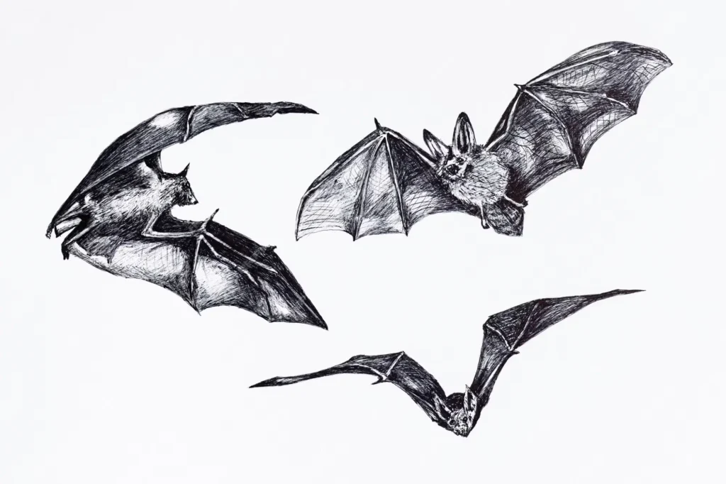 scary drawing of bats