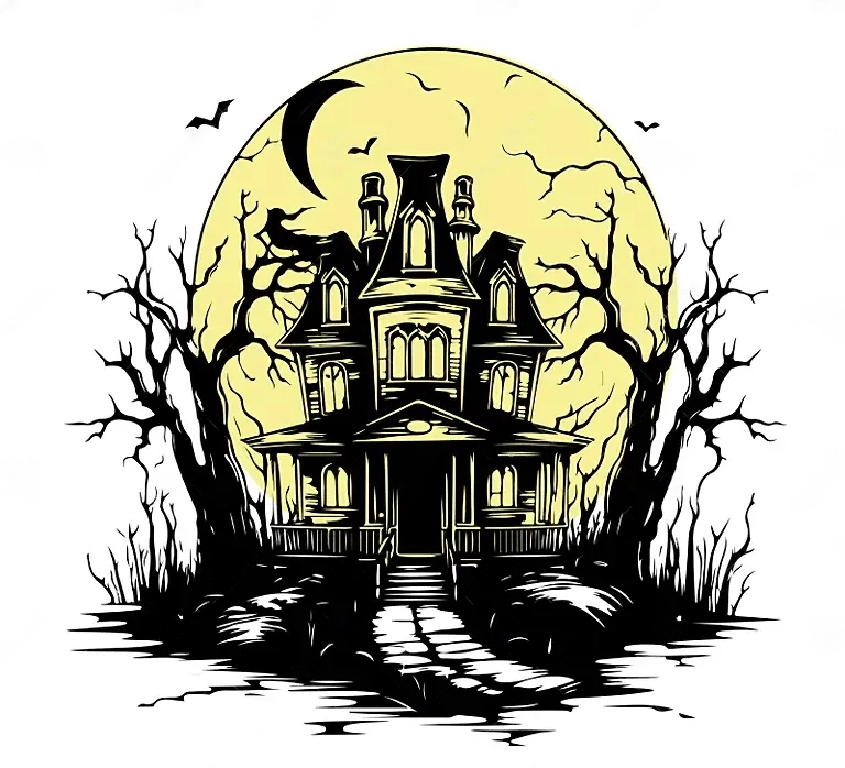 creepy drawings - haunted house