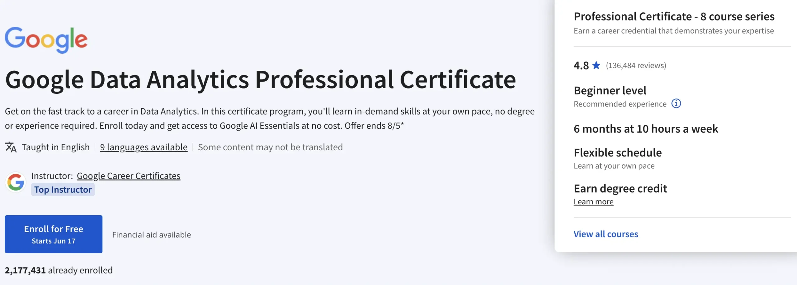 Google Data Analytics Certificate