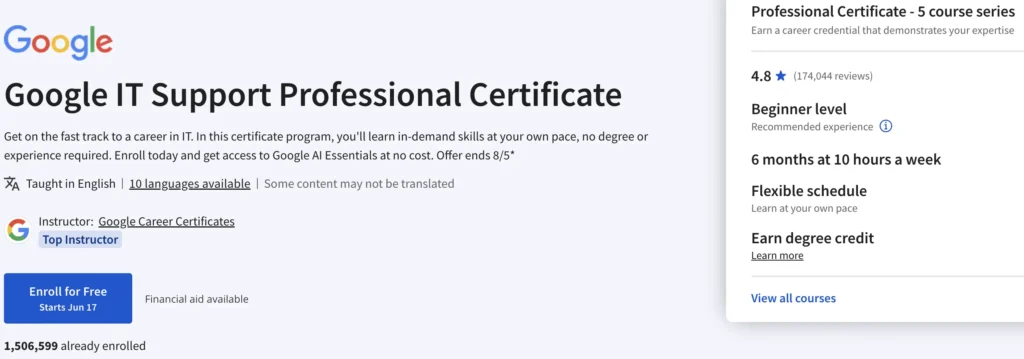 Google IT Support Professional Certificate