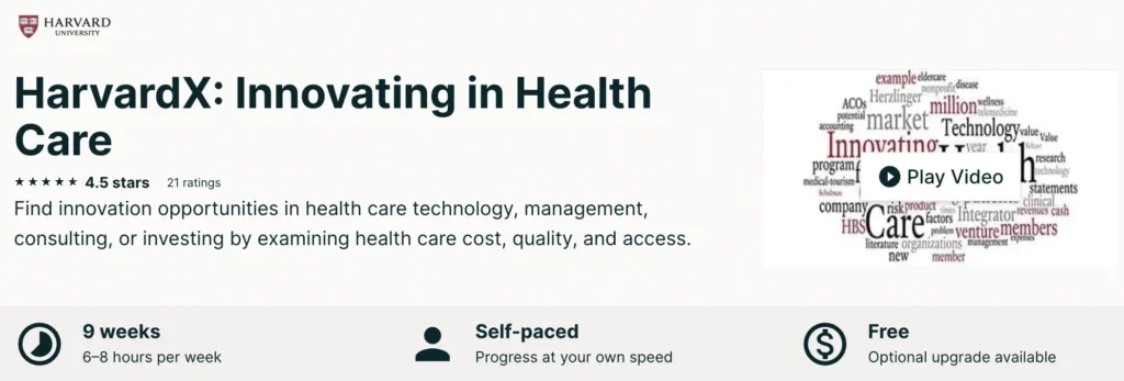 HarvardX: Innovating in Health Care