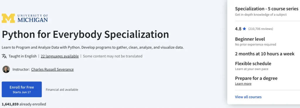 Python For Everybody Specialization