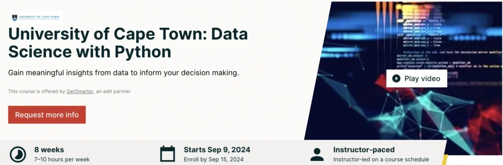 Data science with Python course by university of California