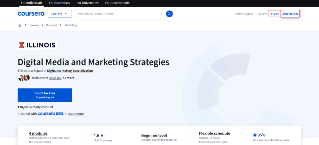 Coursera x University of Illinois – Digital Marketing Specialization