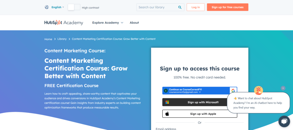 HubSpot Content Marketing Certification