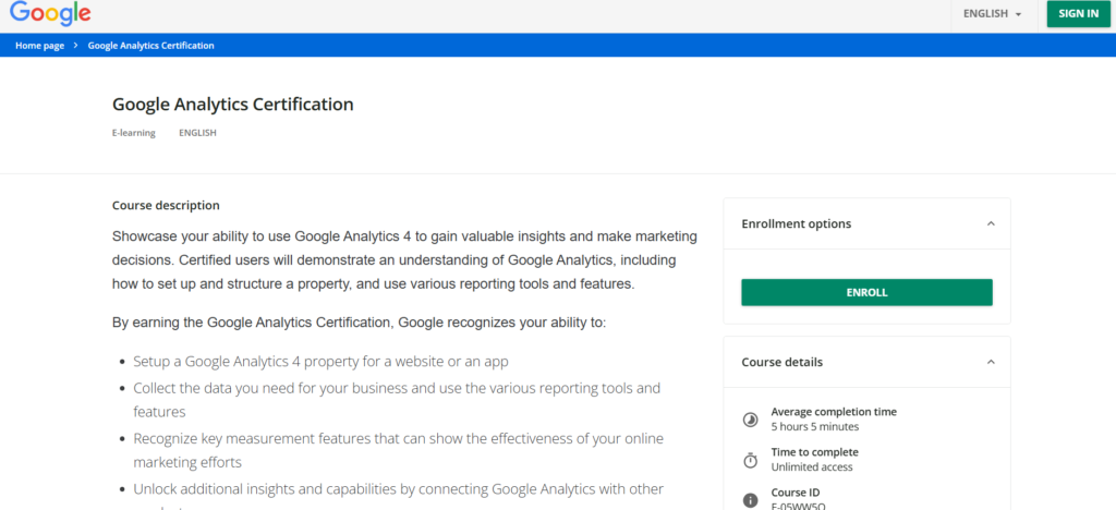 Google Analytics Certification (GA4)