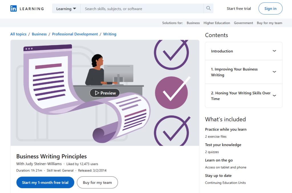 Business Writing Principles (LinkedIn Learning)